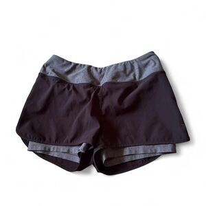 MPG Sport Black Gray Layered Athletic Shorts Size S Running Pilates Y2K Style